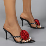 2025 New Women's Shoes Tip Flowers High Heel Silk With Sandals J HZ0115