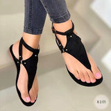 Large-Size Toe Sandals Women 2025 Leisure Flat-Bottomed Toes With A Word Buckle Beach Shoes HZ0115