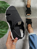 2025 Summer New Women's Sandals Large-Size Breathable Elastic Fly Weaving Flat Bottom Casual Women's Shoes HZ0115