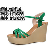 Golden Super High Slope And 12Cm Fashion Cross With Small Size Women's Shoes One-Word Thick-Bottomed Waterproof Toe Women's Sandals HZ0115
