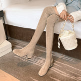 Over-Knee Boots High-Heeling Boots Elastic Boots Boots Cards Color Boots Lint Long Boots Autumn Winter Velvet High Boots HZ0115