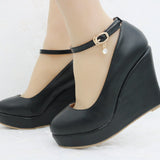 Thick Bottom Heel Single Shoe With White Round Head Waterproof Table Slope Heel Wedding Shoes Pine Cake HZ0115