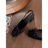 2025 Summer New Bow With Bag Head Sandals Women's Fashion Thick Side Head Mary Jane Single Shoes HZ0115