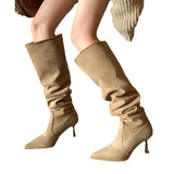 Large Barrel Pile Pile Boots Pointed Long Boots Women And High Boots High And Coarse Legs Over The Knee Boots HZ0115