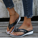 Spring And Summer Large-Size Clip Slippers Women's Slope And Thick-Soled Beach Shoes Flip-Flops HZ0115