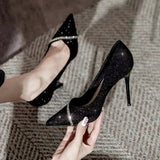 Design Sense Single Shoes Fine Heel New Pointed Small High Heels 2025 Spring And Autumn Heel Squint Small Women's French Women Shoes HZ0115