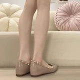 Rival Tip Flat-Bottomed Fashion Single Shoes Women 2025 New Patent Leather Pedaled Flat Heel Boat Shoes HZ0115