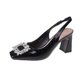 In The Summer Of 2025, The New Fashion Water Drill Side-Buckled High-Heeled Women's Bag Sandals Coarse Heeled Women's Sandals HZ0115