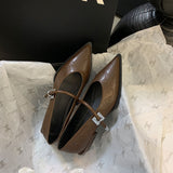 French Low-Heeled Shoes Small Fragrant Wind Tip Single Shoes Women 2025 Spring And Autumn Mary Jane Women's Shoes Coarse Fashion HZ0115