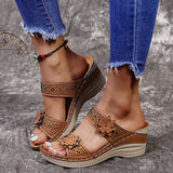 Large-Size Spring And Summer New Retro Leisure Flowers Water Drilling Slope With A Word Of Women's Slope And Slippers HZ0115