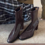 Korean Version Of High-Heelan Head Thin Boots Short Boots Women Coarse And Retro Martin Boots English Style Short-Sleet Single Boots HZ0115