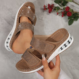 2025 New Summer Women Thick Bottom Slippers Water Drill With Thick Bottom Air Cushion Slope And Flat Bottom Slippers Women HZ0115