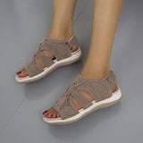 Women's Sandals 2025 Summer New Round Head Breathable Leisure Large-Size Flat-Bottomed Beach Women's Flat Bottom Comfortable HZ0115