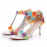 7 Cm Light Mouth With Sandals Fine Heel Sandals White Lace Wedding Shoes Famous Wind High Heel Sandals HZ0115