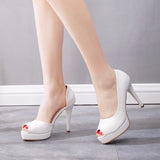 Fish Mouth Sandals Fine Heel Waterproof Table Hollow Sandals Fish Mouth Hollow Sandals White High Heel Single Shoes HZ0115