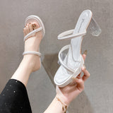 Slippers Women's Summer High Heel New 2025 Fish Mouth Waterproof Table Thick-Soled Cool Slippers Women's Coarse Heel Heel Fashion Shoes HZ0115