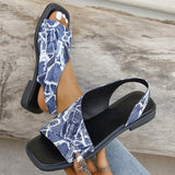 Leopard Sandals Women 2025 Summer New Large-Size Fish Mouth Side Empty Fashion Thick Heel Low-Heeled Sandals Tide HZ0115