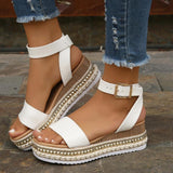 2025 Spring And Summer Women's Large Size Hemp Rope Bottoms Thick-Soled Women Sandals Lady Buckle Slope And Fish Mouth Women Sandals HZ0115