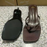 ZA Home 2025 New Square Head Thin Heel Jacket Person-Worded Sandals Female Kitten And Muller Shoes Single Shoes HZ0115