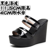 Painted Plop And Ultra-High Heel Waterproof Table Pine Cake Thick Bottom Fish Mouth Sandals Night Shop Sexy Transparent With Fashion Slippers Woman HZ0115