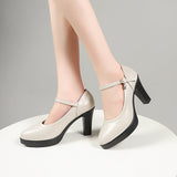 Waterproof Table High Heel Mary Jane Fashion Women's Shoes 2025 New Design Feels Comfortable One-Word Sexy Women's Shoes Large Size HZ0115