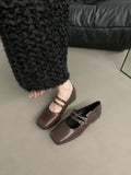 French Flat Silver Mary Jane Single Shoes Women's Shoes 2025 New Summer Square Gentle Korean Version Of Small Leather Shoes HZ0115