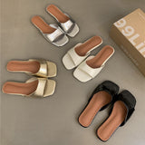 Korean Version Of Flat-Bottomed Silver Cool Slippers Women's Summer Wear Beach Slippers French Women's Shoes HZ0115