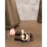 French Retro One-Word Slippers Women's Summer Wear 2025 New Temperament High-Heeled Shoes Sand Slippers HZ0115