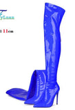 Autumn And Winter New Women's Boots Women Sexy High-Trace Zipper High-Slellaned Sharp Leather Tips Large Size Women Boots HZ0115