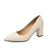 Fashion Single Shoes Women's Coarse Heel 2025 Spring New Pointed Work Shoes Shallow One-Foot Pedal Korean Version Of High Heel Simple HZ0115