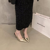 Silver High Heels Tips Temperament Sandals Fairy Shoes 2025 New Spring And Summer French Back Empty Single Shoes HZ0115
