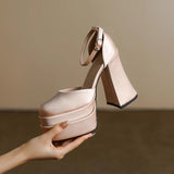 Not Tired Of The Main Wedding Wedding Shoes Artifact 2025 New Small Thick Heel Waterproof High Heels High Heels Engaged Banquet Shoes HZ0115