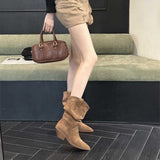 Autumn/Winter 2025 New Velvet Head Thick And Short Boots In The Boots High Heap Pile Of Western Cowboy Boots HZ0115