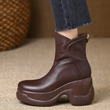 8.5Cm Small Thick-Bottomed Leisure Boots Round Head Zipper Ultra-High And Temperament Warm And Comfortable Chelsea Boots HZ0115