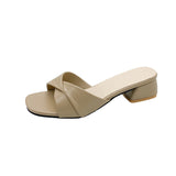 Large-Size Small Square And Slippers Women 2025 Summer New Korean Version Of The Word Slippers Women's Literature And Art Simple External Wear Temperament HZ0115