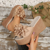 Summer New Thick-Soled Slippers Women's Shoes Large-Size One-Size-Type Flower Waterproof Table Thick-Soled Slippers HZ0115