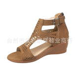 2025 Spring And Summer New Shoes Large-Size Women's Shoes Coarse Heel Heel Shoes Hollow Fish Mouth Sandals Women HZ0115