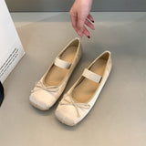 Gentle And Sweet Word With Bow Bean Shoes Female Flat Pig Nose Shoes Ballerina Single Shoes HZ0115
