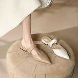 2025 New Summer Soft Leather Tip Low-Heeled Women's Muller Shoes Outside Wearing Flat-Bottomed Lazy Half Slippers HZ0115