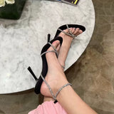 French Fairy Pink Sandals 2025 New Water Drill Sexy High Heel Sandals 9Cm Fine Heel HZ0115