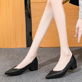 Sharp Single Shoes Women 2025 Work Clothes To Work Shoes Coarse Heel Do Not Tired Women Shoes Professional Work Shoes Women Black HZ0115