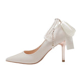 French High Heels Femininity Sexy Cheongsam Shoes Dress Shoes Women White Gentle Wedding Shoes Bridal Shoes HZ0115
