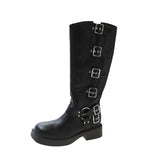 Brown West Cowboy Boots But Knee Boots Metal Belt Buckle Thick And Thick Bottom High-Sleeve Rider Boots Single Boots HZ0115
