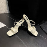 In The Summer Of 2025, The New Fine Heel With A Sexy Water Drill Black Sandals Wear High-Heeled Buckle With Cold Slippers HZ0115