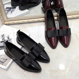 Spring Korean Version Of The Bow Tip Casual Low Single Shoes Women's Flat Base Simple Socket Commuting Women's Leather Shoes HZ0115