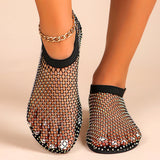 Water Drill Mesh Sandals Women 2025 Summer New Comfortable Foot Size Lady Flat Sandals HZ0115