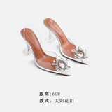 Baotou Sandals Women 2025 New Summer Transparent Crystal Fairy Wind Fine Heel High Heels High Heels Water Drill Women Shoes HZ0115