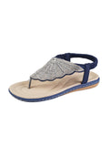 Large-Size Summer New Women's Glass Water Drill Weaving Large-Size Word Slope And Women's Sandals HZ0115