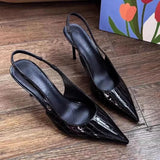 French Crocodile Pattern Sexy Fine Heel Single Shoes 2025 New Female Sharp Head Light Black Beautiful Temperament High Heel Shoes HZ0115