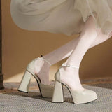 Ultra-High Heel Barbie Shoes Children 2025 New Spring And Autumn Beige Baotou Mary Cherish Coarse Sandals Wedding Shoes HZ0115